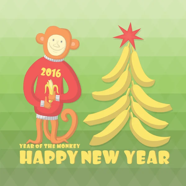 Yeni yıl kartı. Mutlu monkey Çince Zodyak 2016