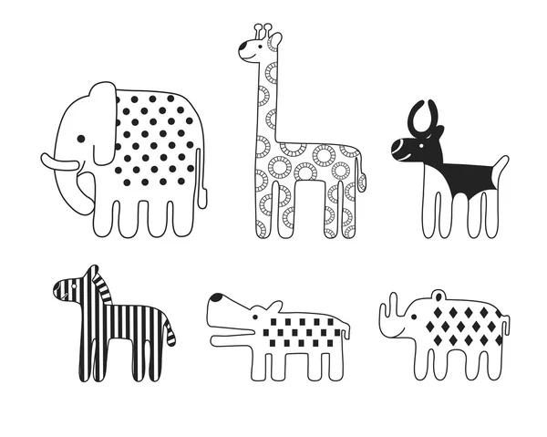 Stilize Afrika hayvanları vektör kümesi 