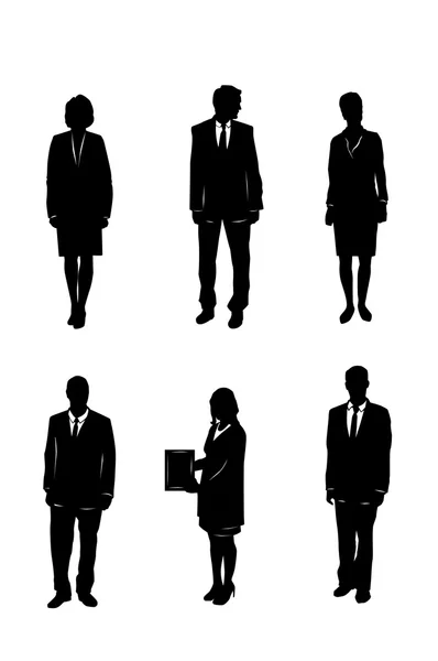 Six silhouettes de gens d'affaires — Image vectorielle
