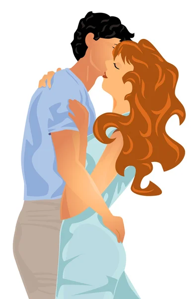 Поцелуи молодой пары — стоковый вектор