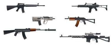 Six machine guns clipart