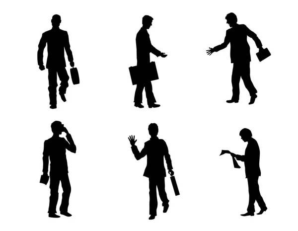 Six silhouettes de gens d'affaires — Image vectorielle