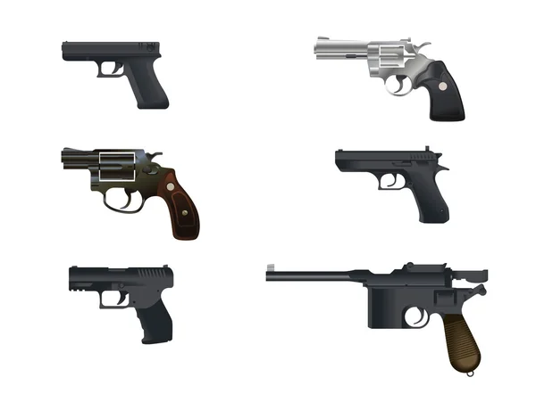 Zestaw sześciu pistoletów — Wektor stockowy
