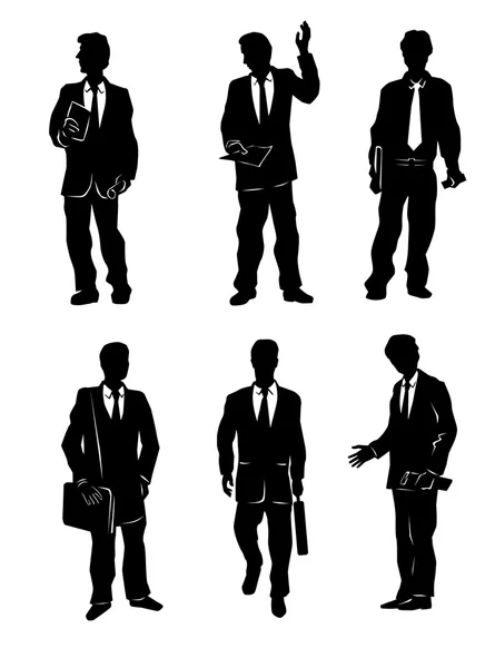 Six silhouettes d'homme d'affaires — Image vectorielle