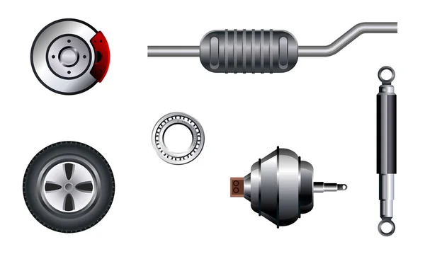 Seis piezas de automóviles conjunto — Vector de stock