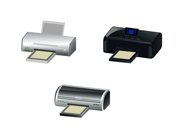 Három modern nyomtató — Stock Vector