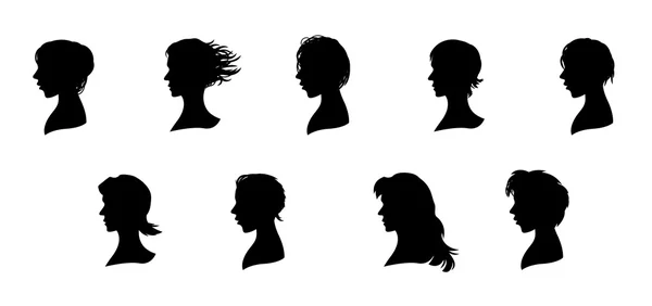 Silhouettes à neuf faces — Image vectorielle