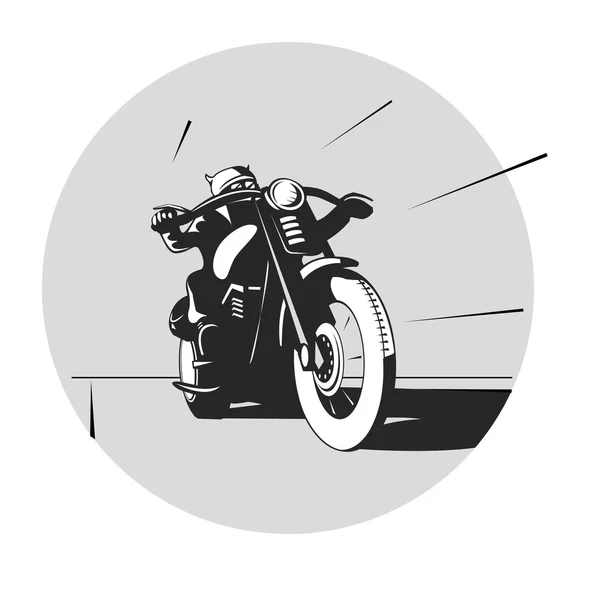 Biker rides on motorcycle — Stock Vector