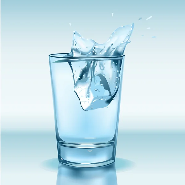 Vaso con agua y hielo — Vector de stock