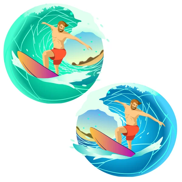 Surfeur sur une planche — Image vectorielle