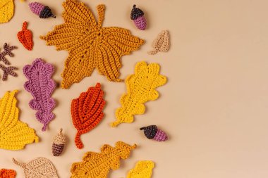 Sarı yapraklardan örülmüş desen. Sonbahar arkaplanı. Sonbahar havası 