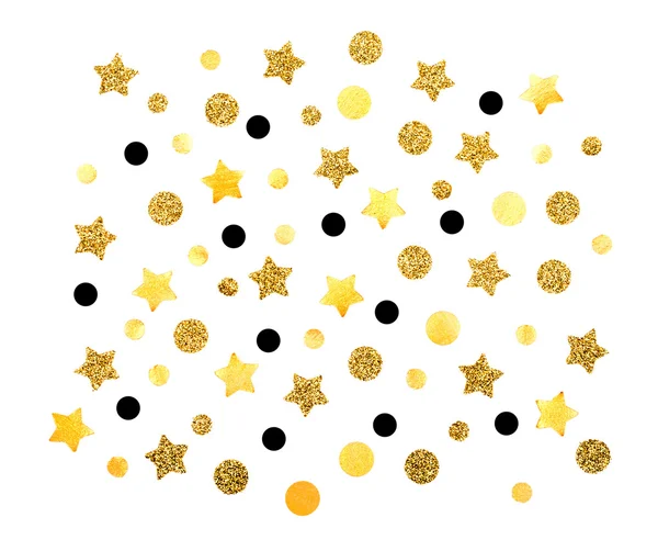 Fondo de vacaciones de oro con estrella de confeti —  Fotos de Stock
