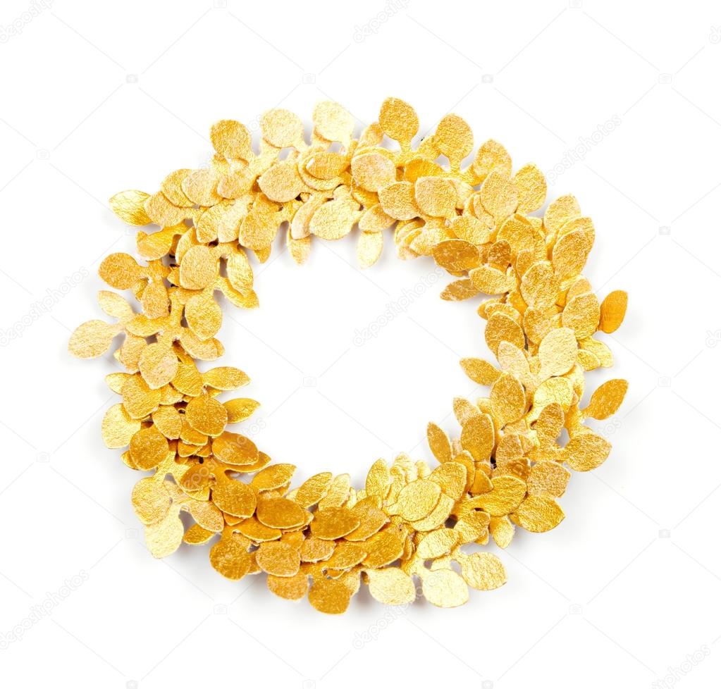 Golden wreath on a white background