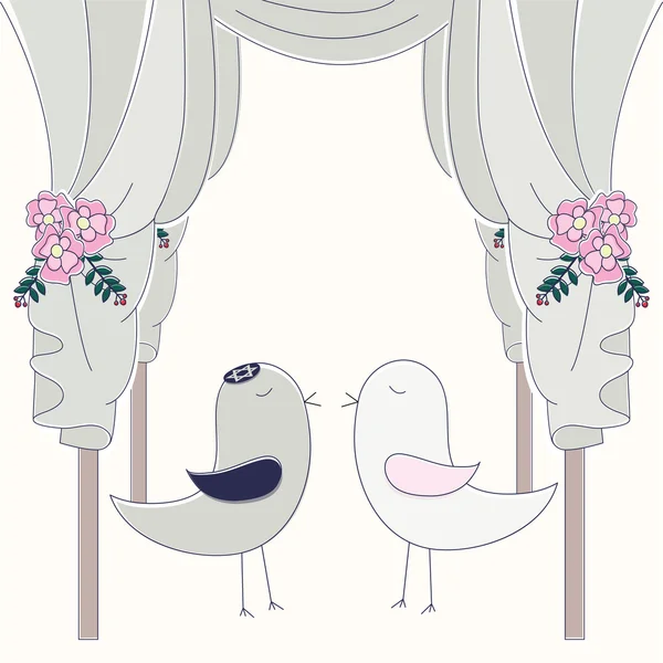 Hupa ile kuşlar. Yahudi düğün davetiyesi.