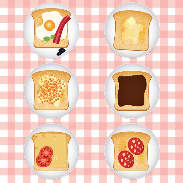 Establecer iconos diferentes tostadas sabrosas . — Vector de stock