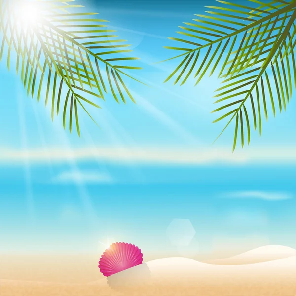 Fond d'été avec feuille de palmier . — Image vectorielle