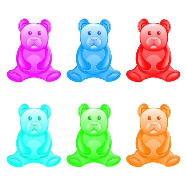Different color jelly bears on a white background. Royalty Free Stock Vectors