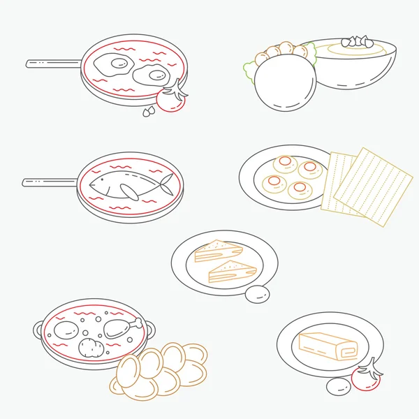 Vector illustration of line Israeli culture food icons. — Stock Vector