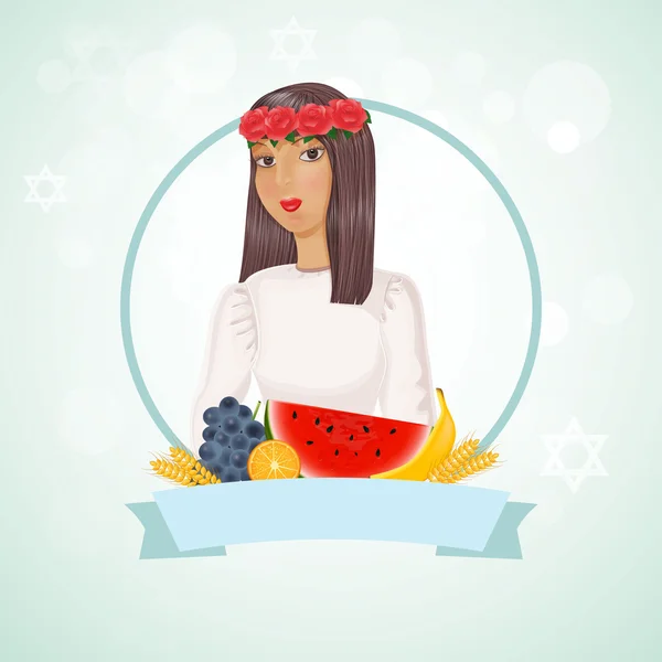 Çelenk kafa ve meyve ile kız