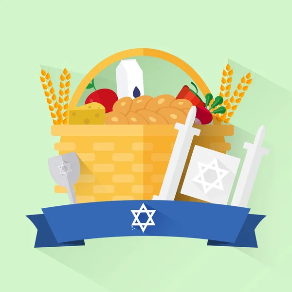 Bandiera shavuot festa ebraica . — Vettoriale Stock