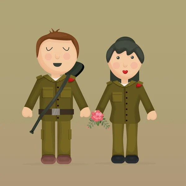 Cartoon afbeelding van soldaten. — Stockvector