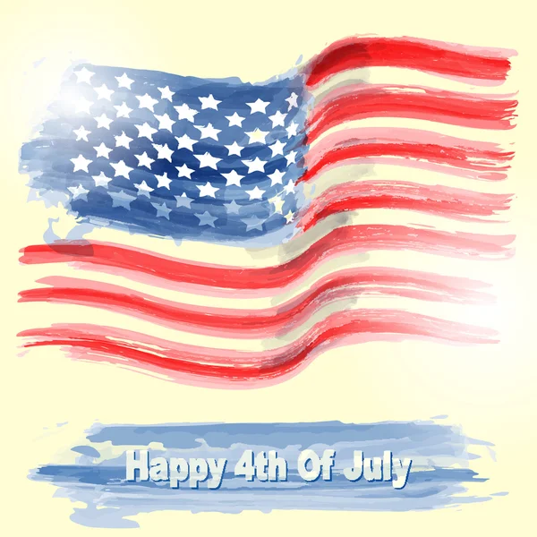 Illustrazione della bandiera americana con Felice 4 luglio . — Vettoriale Stock
