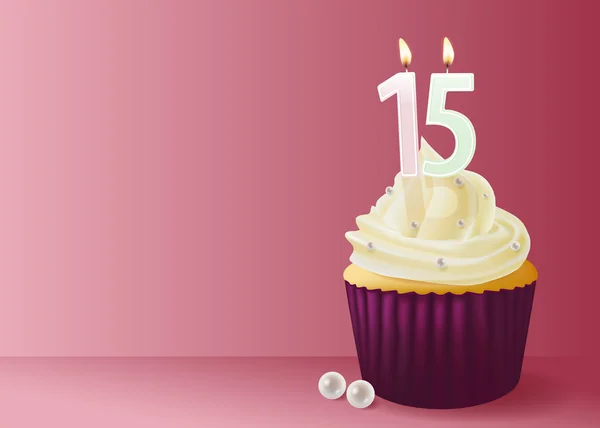 矢量图的杯子蛋糕和生日蜡烛 15. — 图库矢量图片