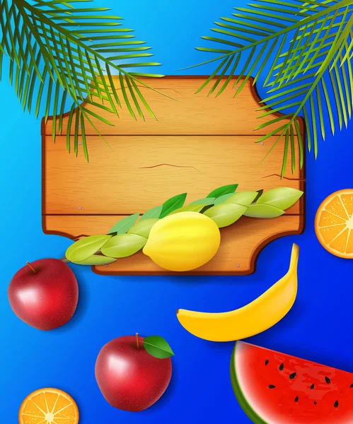 초 막 절과 과일의 유태인 축제의 상징으로 화려한 디자인. — 스톡 벡터