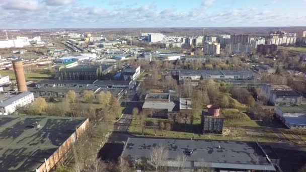 Vue aérienne entrepôt usine production par copter — Video