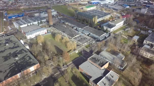 Vue aérienne entrepôt usine production par copter — Video