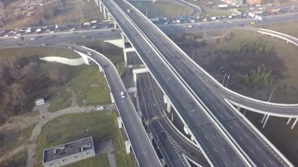 Aerial highway road bil konstruktion copter — Stockvideo