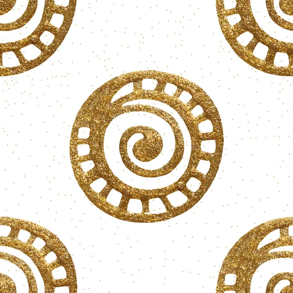 Hand getekende gouden naadloze patroon. Vector etnische tribal achtergrond. — Stockvector