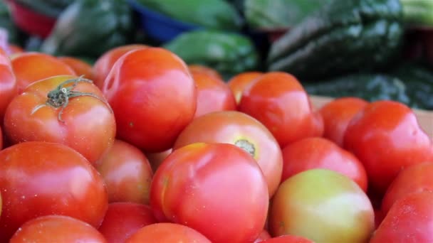 Un mercado callejero con tomates — Vídeos de Stock