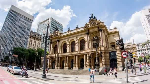 Teatro Municipal en Sao Paulo — Vídeo de stock
