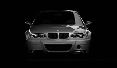 Almaty, Kazakistan - 22 Ocak 2020: BMW M3 E46 CSI koyu arka planda spor araba. 3d hazırlayıcı