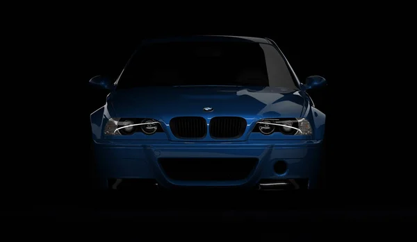 哈萨克斯坦阿拉木图 Oktober 2020 宝马M3 E46 Csl跑车在黑暗的背景 3D渲染 — 图库照片