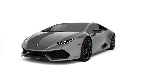 哈萨克斯坦阿拉木图 Juli Lamborghini Huracan 深色黑色背景的豪华跑车 3D渲染 — 图库照片