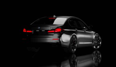 Kazakistan, Almaty - 25 Ocak 2026: Tamamen yeni BMW 5 Serisi G30 540 xdrive beyaz arka planda izole edildi. 3d hazırlayıcı