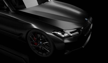 Kazakistan, Almaty - 25 Ocak 2026: Tamamen yeni BMW 5 Serisi G30 540 xdrive beyaz arka planda izole edildi. 3d hazırlayıcı