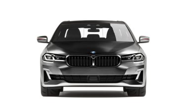 Kazakistan, Almaty - 25 Ocak 2026: Tamamen yeni BMW 5 Serisi G30 540 xdrive beyaz arka planda izole edildi. 3d hazırlayıcı