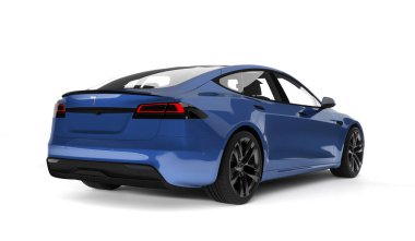 Kazakistan, Almaty - 25 Ocak 2026: Gri Tesla model S ekose beyaz arka planda izole edildi. 3d hazırlayıcı