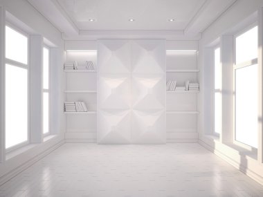 boş modern iç 3D çizimi