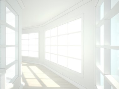 boş modern iç 3D çizimi