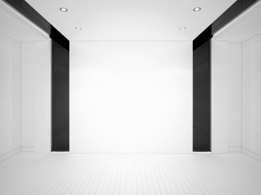 boş modern iç 3D çizimi