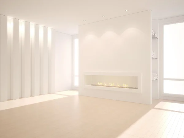 Ilustração 3D do interior moderno com lareira — Fotografia de Stock