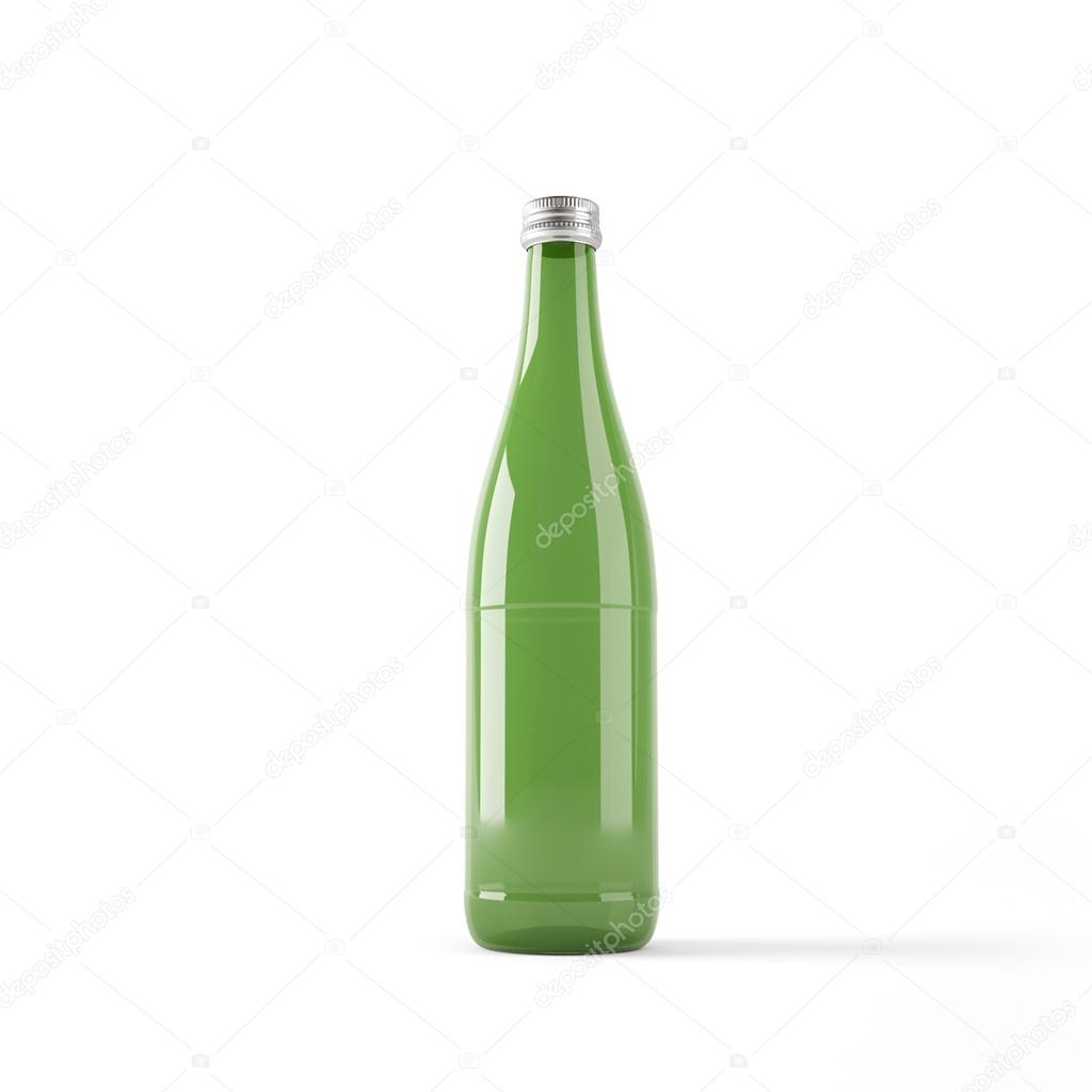 3D illustration of Green Bottle on White Background
