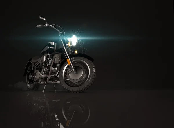 Siyah arka plan üzerine eski vintage motosiklet.