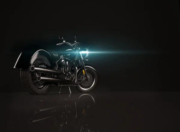 Motocicleta vintage sobre fondo negro. Renderizado 3D — Foto de Stock