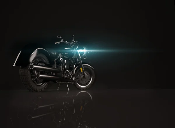 Moto d'epoca su sfondo nero. Rendering 3D — Foto Stock