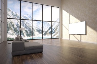 rahat çağdaş iç 3D çizimi